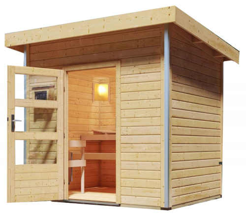finská venkovní sauna ze smrkového dřeva