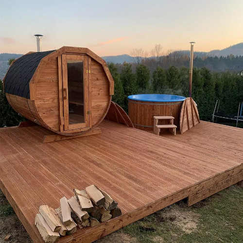 moderní sauna sud ze dřeva