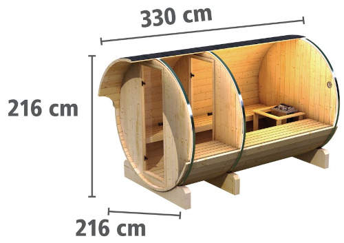 Zahradní sudová sauna délka 3 metry
